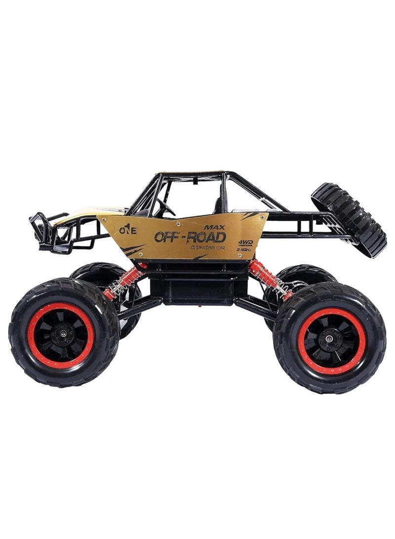 شاحنة وحشية 4x4 للطرق الوعرة 4WD RC سيارة تحكم عن بعد 2.4 جيجا هرتز، متسلقة صخور لجميع التضاريس مع تعليق طويل المدى، ألعاب للأولاد، ألعاب للبنات، أطفال من سن 6 سنوات فما فوق، بالغين، عشاق السيارات | هدايا (ذهبية) - Image 2