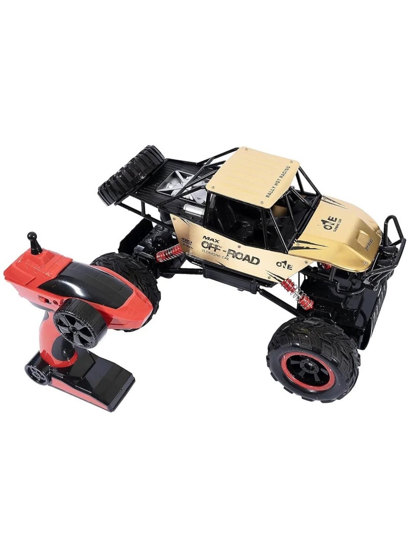 شاحنة وحشية 4x4 للطرق الوعرة 4WD RC سيارة تحكم عن بعد 2.4 جيجا هرتز، متسلقة صخور لجميع التضاريس مع تعليق طويل المدى، ألعاب للأولاد، ألعاب للبنات، أطفال من سن 6 سنوات فما فوق، بالغين، عشاق السيارات | هدايا (ذهبية) - Image 3