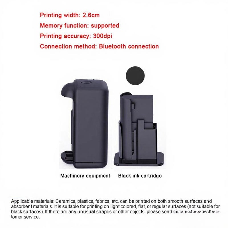 PrintInd Handheld Printer Mini Portable Inkjet Tattoo Printer with Quick-dry Ink Cartridge BT Function APP Control Compatible with Android/iOS Smartphone Print on Paper Clothes Plastic Bag and - Image 5
