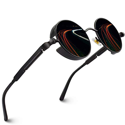 CGID Retro Steampunk Round Polarized Sunglasses Men Womens Metal Circle Frame UV400 Protection E72 - Image 1