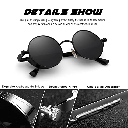 CGID Retro Steampunk Round Polarized Sunglasses Men Womens Metal Circle Frame UV400 Protection E72 - Image 3