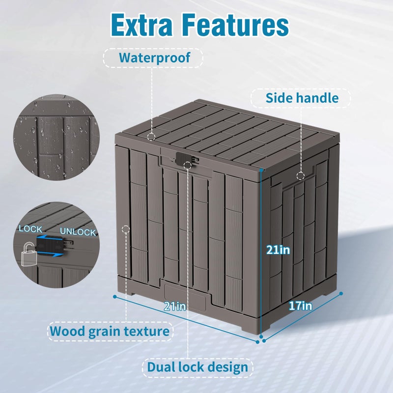 DIAMONDFORGE Outdoor Storage Box, 30 Gallon Resin Waterproof Deck Box, Lockable, Built-in Handle, Outside Storage Container for Patio, Garden and Garage - Image 2