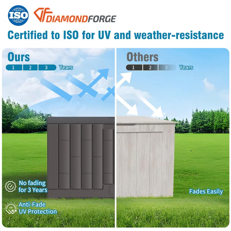 DIAMONDFORGE Outdoor Storage Box, 30 Gallon Resin Waterproof Deck Box, Lockable, Built-in Handle, Outside Storage Container for Patio, Garden and Garage - Image 3