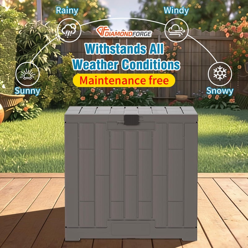 DIAMONDFORGE Outdoor Storage Box, 30 Gallon Resin Waterproof Deck Box, Lockable, Built-in Handle, Outside Storage Container for Patio, Garden and Garage - Image 4