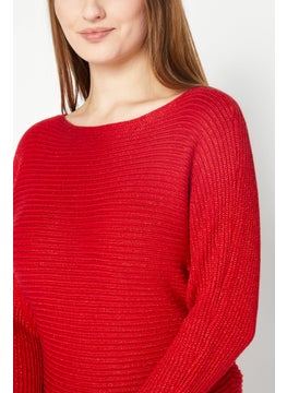 Lauren by Ralph Lauren Women Boat Neck Long Sleeve Knitted Sweater, Red  - Image 4