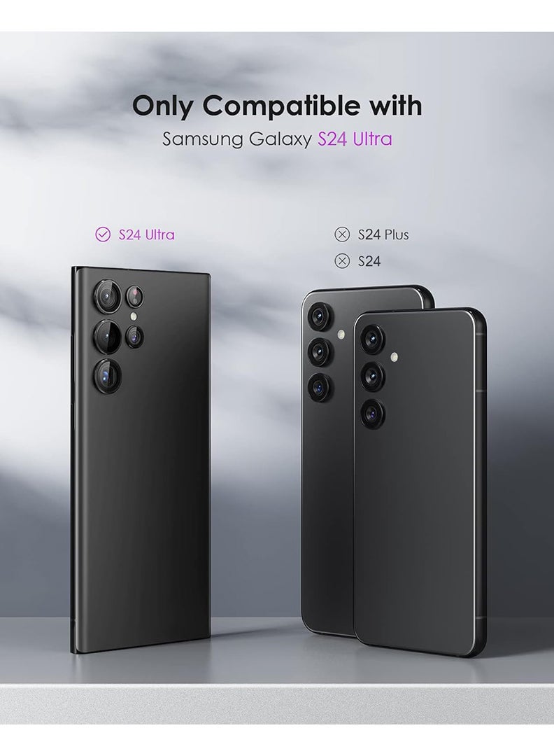 Theodor S24 Ultra 5 Pcs Camera Lens Protector With 9H Tempered HD Glass Camera Cover Anti Scratch Aluminum Alloy Camera Ring, Silver  - Image 2