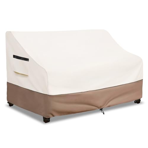 SoloToo Outdoor Couch Cover Waterproof Heavy Duty Patio Furniture Covers 58W x 325D x 31H Inches 2 Seater Outdoor Sofa Cover Beige - Image 1