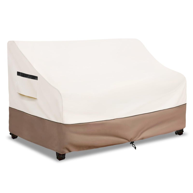 SoloToo Outdoor Couch Cover Waterproof Heavy Duty Patio Furniture Covers 58W x 325D x 31H Inches 2 Seater Outdoor Sofa Cover Beige - Image 2