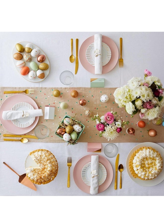 ١٠ قطع من حلقات مناديل مزينة باللؤلؤ، وأبازيم مناديل على شكل زهرة الورد، وحوامل حلقات مناديل ذهبية، وأبازيم معدنية للمناديل - Image 5