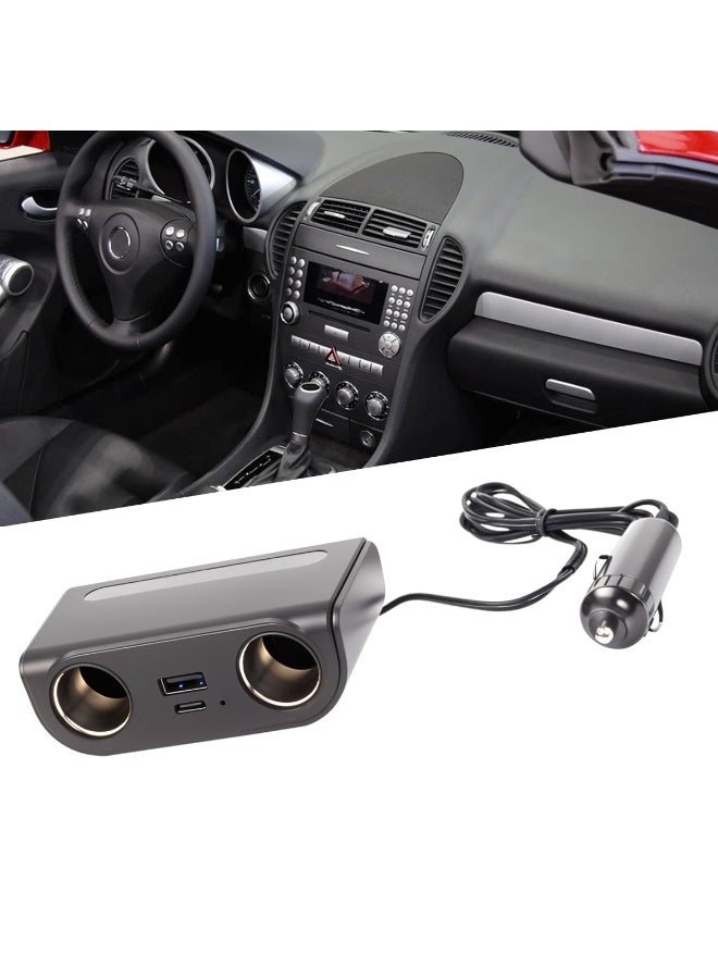 MOB Dual Car Power Socket Splitter with USB Type A and Type C Ports, 12V 24V Vehicle Power Adapter with Dual Socket Output, 120cm Extension Cable, 2.4A USB Charging for Car SUV Truck Van Accessories Phone Tablet GPS Dash Cam Power Supply Charger Fast - Image 2