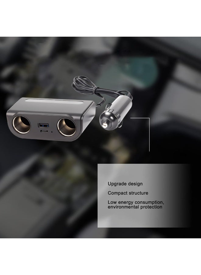 MOB Dual Car Power Socket Splitter with USB Type A and Type C Ports, 12V 24V Vehicle Power Adapter with Dual Socket Output, 120cm Extension Cable, 2.4A USB Charging for Car SUV Truck Van Accessories Phone Tablet GPS Dash Cam Power Supply Charger Fast - Image 5