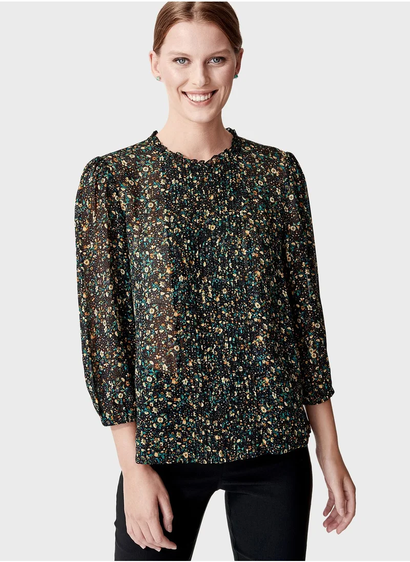 INDISKA Crew Neck Floral Print Top