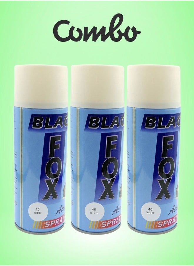 Black Fox Black Fox Superior Coverage Spray Paint For Automotive Perfection White Color 3 pcs  - Image 1