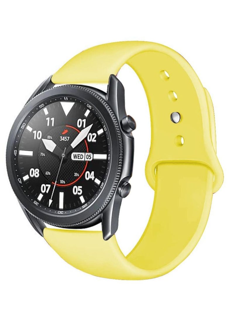 فون بلانيت Soft Silicone Watch Band Compatible With Samsung Galaxy Watch 3 46mm Gear S3 Frontier Amazfit Bip/Active Huawei watch gt 2/2E Bracelet  20mm Watch Band(Yellow)