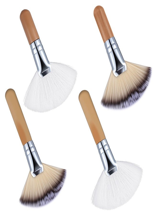 Jeffdad 4Pcs Facial Fan Brush, Fluffy Fan Brushes for Facials, Esthetician Fan Brushes Soft Bristle Highlighter Brush Facial Applicator Makeup Tools for Women Girls Loose Powder Blush - Image 1