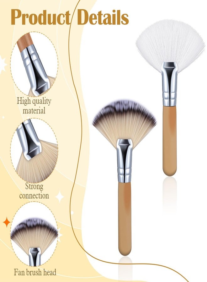 Jeffdad 4Pcs Facial Fan Brush, Fluffy Fan Brushes for Facials, Esthetician Fan Brushes Soft Bristle Highlighter Brush Facial Applicator Makeup Tools for Women Girls Loose Powder Blush - Image 3