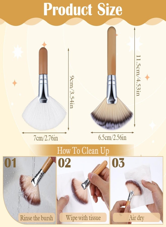 Jeffdad 4Pcs Facial Fan Brush, Fluffy Fan Brushes for Facials, Esthetician Fan Brushes Soft Bristle Highlighter Brush Facial Applicator Makeup Tools for Women Girls Loose Powder Blush - Image 2