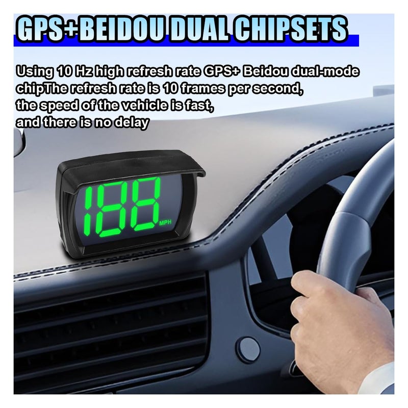 DUSCOKE Car HUD GPS Digital Speedometer, MPH Speed Meter with LED Large Font Head Up Display, Universal USB Cable Plug & Play Speed Gauge for Car, Truck, SUV, Motorcycle (MPH) - Image 3