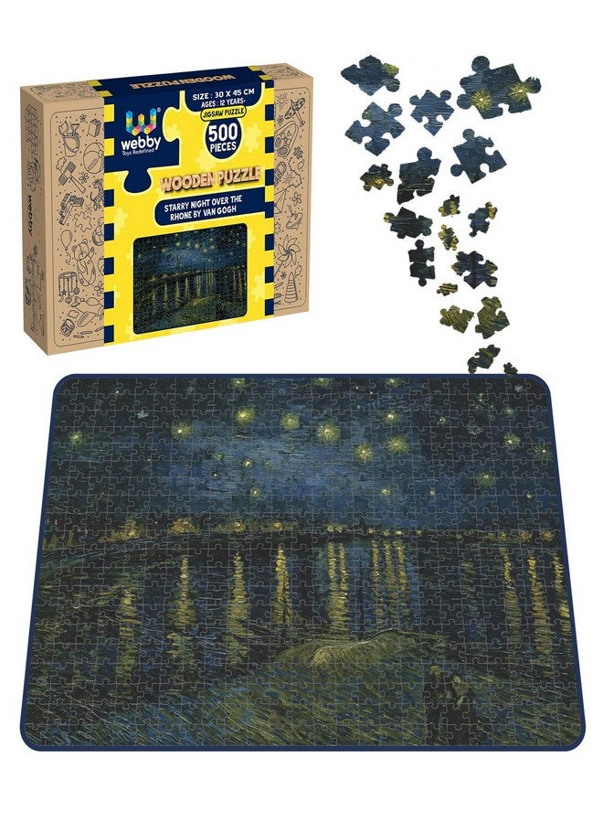 Webby Kids Starry Night Over The Rhône by Van Gogh Wooden Jigsaw Puzzle, 500 Pieces - Image 2