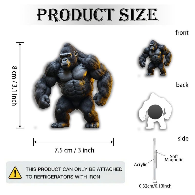 Retro 8 Bit Gorilla Magnet Pixel Art Collectible Figure Acrylic Rubber Strong Fridge Decor - Image 2