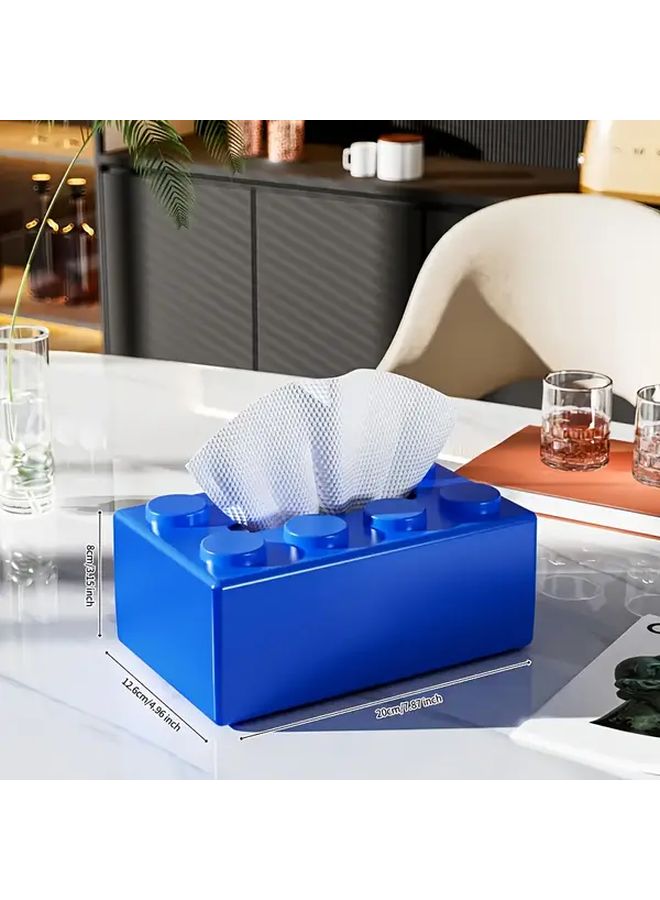 Blue Creative Lego Style Tissue Box With Rectangular Design - Image 4