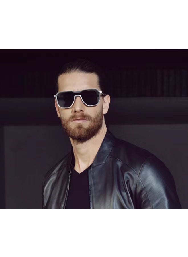 Men's Geometric Rimless Sunglasses, UV400 Protection, Metal Frame, Fashion Driving Shades - Image 4