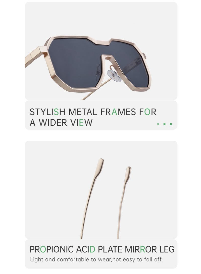 Men's Geometric Rimless Sunglasses, UV400 Protection, Metal Frame, Fashion Driving Shades - Image 2