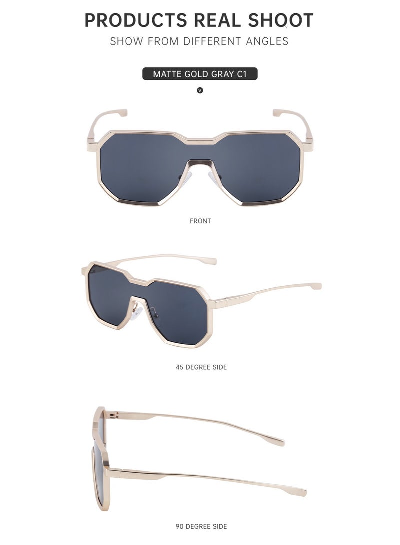 Men's Geometric Rimless Sunglasses, UV400 Protection, Metal Frame, Fashion Driving Shades - Image 3