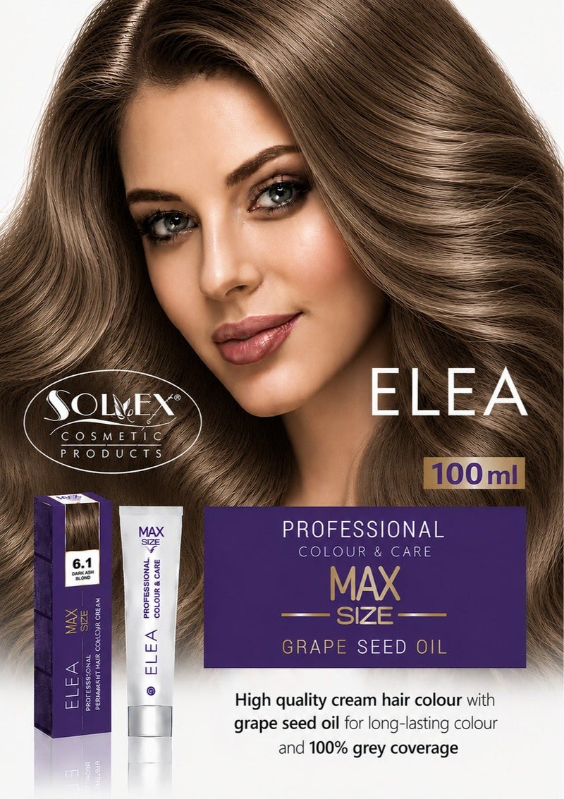 ELEA Professional Colour & Care MAX SIZE Permanent Hair Color Cream - 6.1 Dark Ash Blond, 100 ml - Image 1