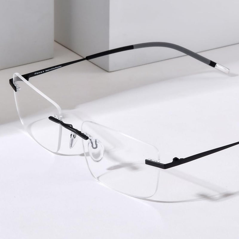 FONEX Titanium Glasses Frame,Rimless Frameless Optical Eyewear Eyeglasses for Men and Women F85634 - Image 2