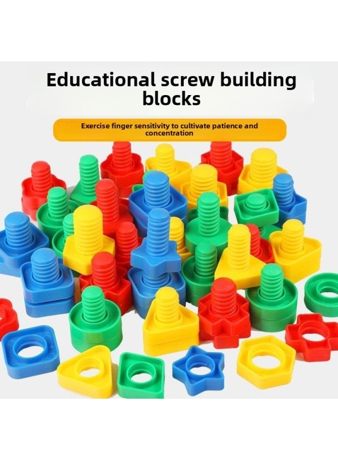 Children's Screw Suit Toys Infants 1-3 Years Old Baby Combination Disassembly And Assembly Building Blocks Shape Matching Assembly-Color:[boxed] 44 Pairs Of Nuts Set + 15 Fixed Plates  - Image 4