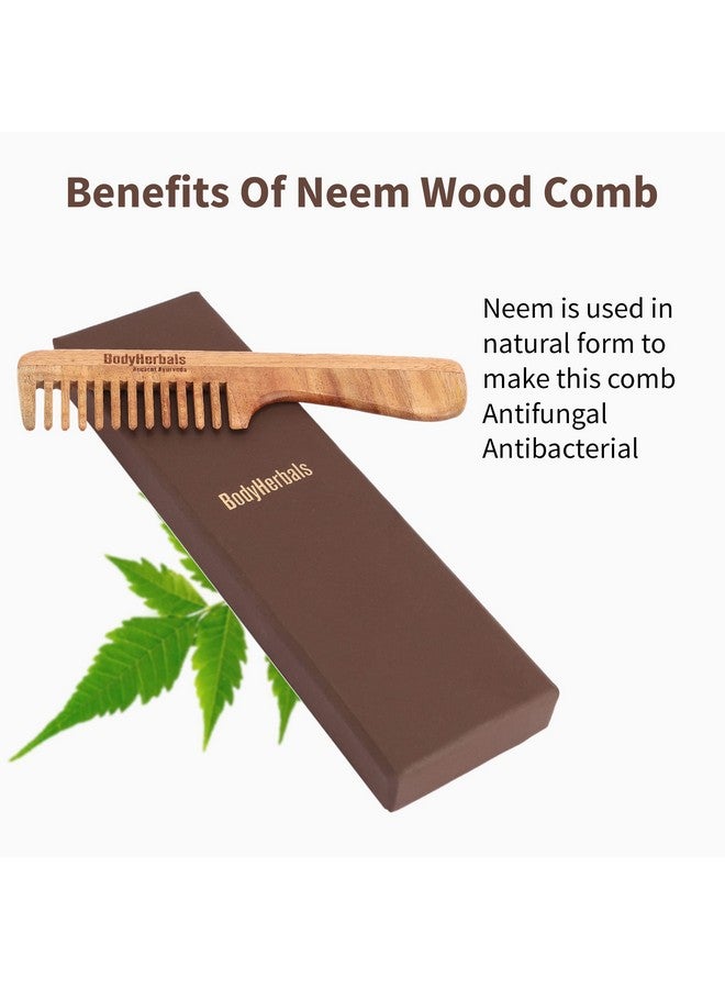 BodyHerbals Dressing Comb, Handle Rake Comb, 100% Neem Wood, Hand Made With Design In Gift Box (Cream) - Image 4