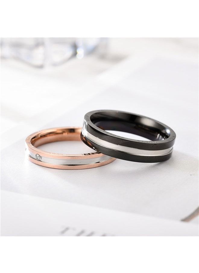 Ocean - Stainless Steel Couple Ring, Electroplated Process, Decorated With Square Diamonds, Fashionable And Classic, Suitable As a Couple Gift - Image 1