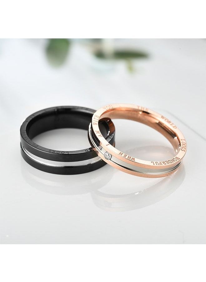 Ocean - Stainless Steel Couple Ring, Electroplated Process, Decorated With Square Diamonds, Fashionable And Classic, Suitable As a Couple Gift - Image 1