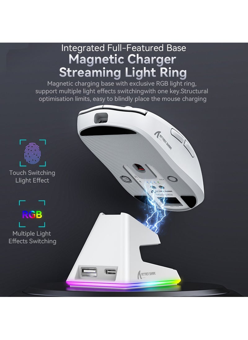 هجوم القرش - X6 ماوس ألعاب لاسلكي خفيف الوزن مع 3 أوضاع سلكية 2.4G BT5.2 حتى 26K DPI RGB تعمل باللمس قاعدة شحن مغناطيسية - Image 1