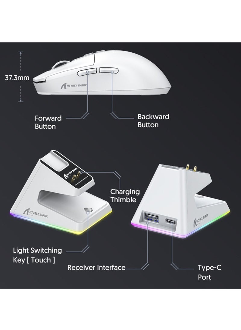 هجوم القرش - X6 ماوس ألعاب لاسلكي خفيف الوزن مع 3 أوضاع سلكية 2.4G BT5.2 حتى 26K DPI RGB تعمل باللمس قاعدة شحن مغناطيسية - Image 1