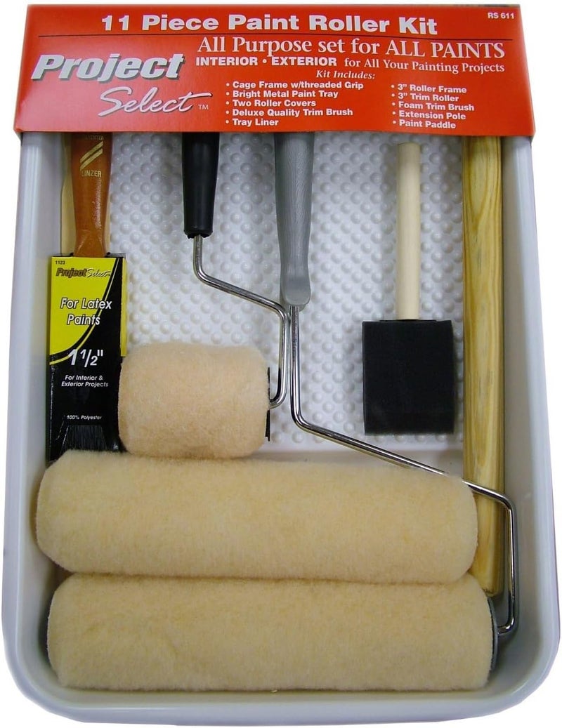 Linzer 11 Piece Paint Roller and Tray Set - All Purpose for Interior and Exterior Projects - Image 1