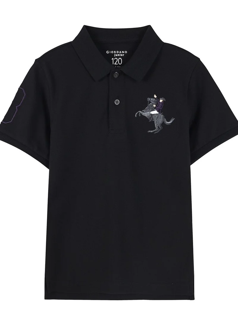 GIORDANO Kids' Napoleon Polo: Classic Piqué, Bold Embroidery, All-Day Comfort