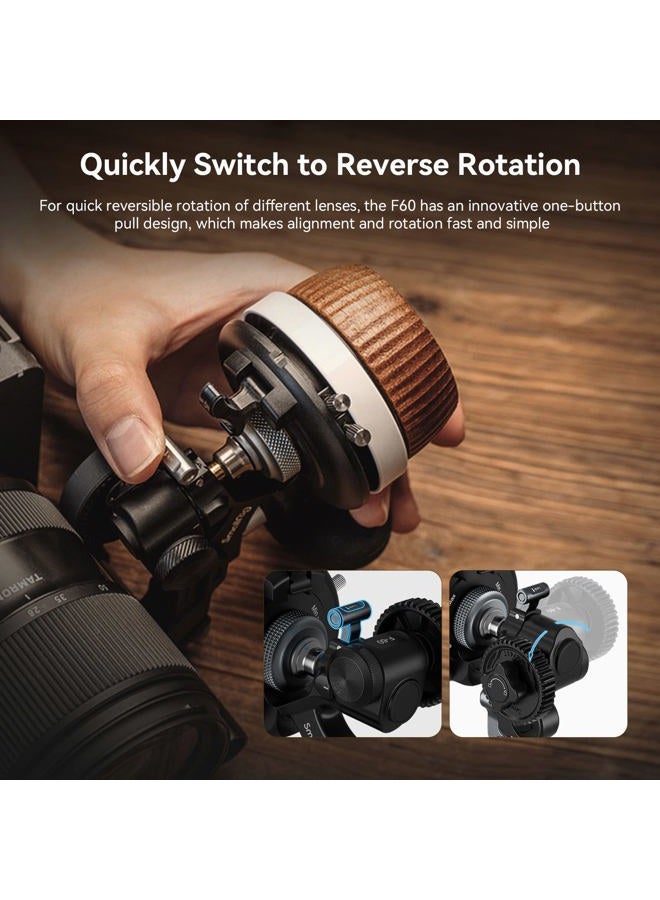 SmallRig F60 Follow Focus for DSLR and Mirrorless Camera Lenses, with Non-Damping Design & Forward/Reverse Switch & A/B Stops, Included Lens Gear, Gear Ring, 15mm Rod & Rod Clamp - 3850 - Image 4