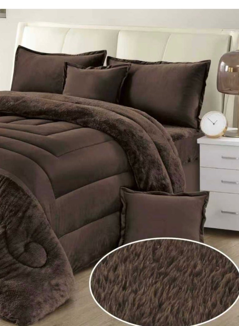 مون مفرش سرير شتوي نفر واحد 4 قطع وجهين وجه مخمل وجه فرو مقاس 170x220 سم - Image 2