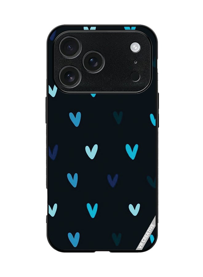 Protective Case Cover For Apple iPhone 17 Pro Blue Hearts Design Multicolour