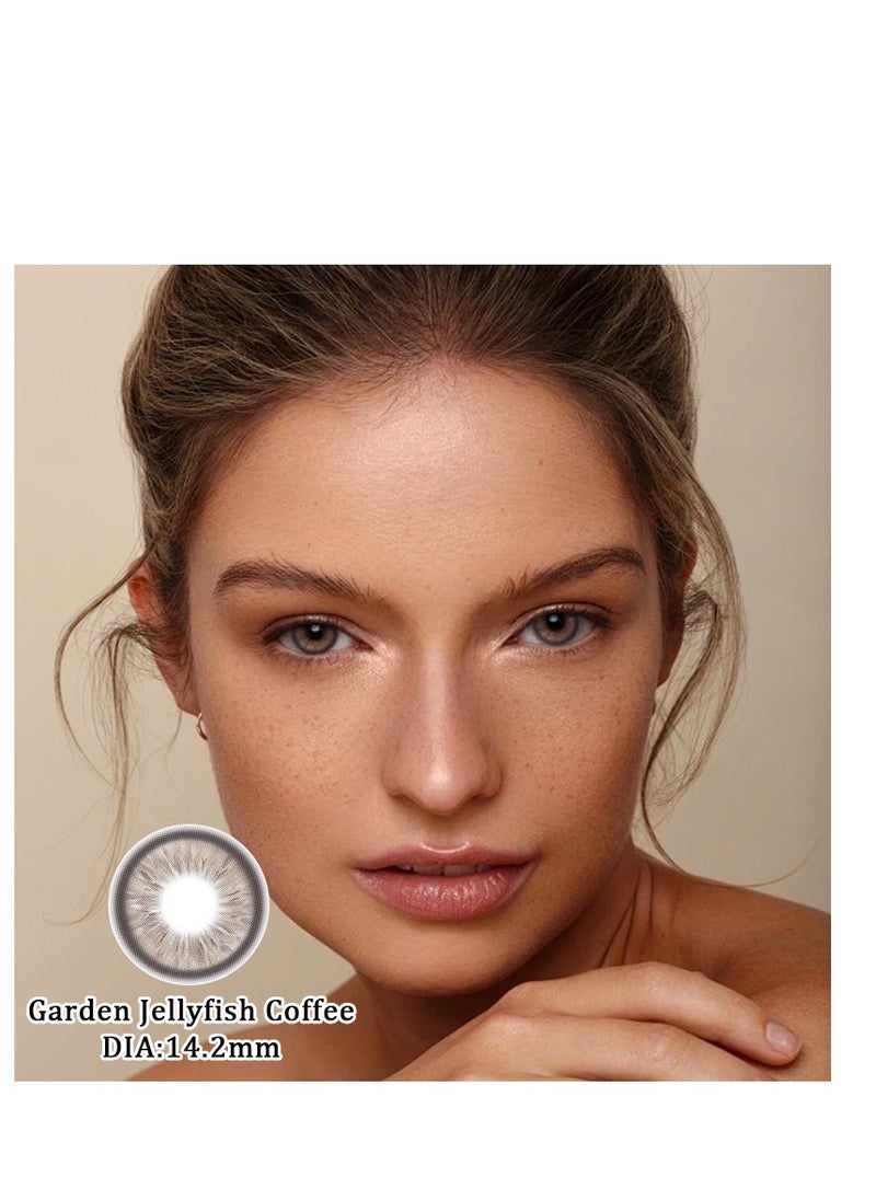 KSSEYE - Garden Jellyfish Coffee Yearly Colored Contact Lenses, Unisex Cosmetic Contact Lenses, Enlargement Collection With Case - Image 1