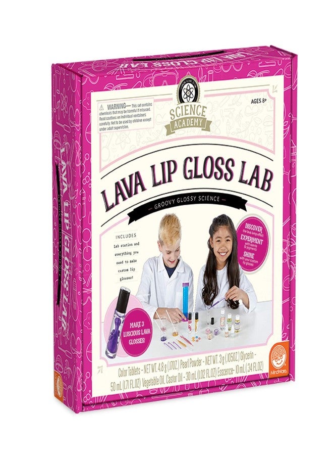 MindWare Science Academy Lava Lip Gloss Lab - 33 Piece Lip Gloss Making Kit - Make 3 DIY Lip Glosses - Image 1