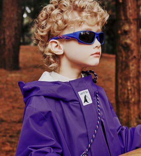 NULOOQ Kids Baseball Polarized Sunglasses – Unbreakable Flexible Youth Sports Sunglasses for Boys Girls Age 4-12 (Matte Blue Frame/Gray Lens) - Image 2