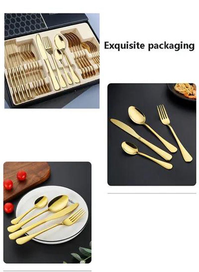 Rock Pow 24-Piece Western Style Eco-Friendly Dishwasher Safe Stainless Steel Cutlery Set - Image 4