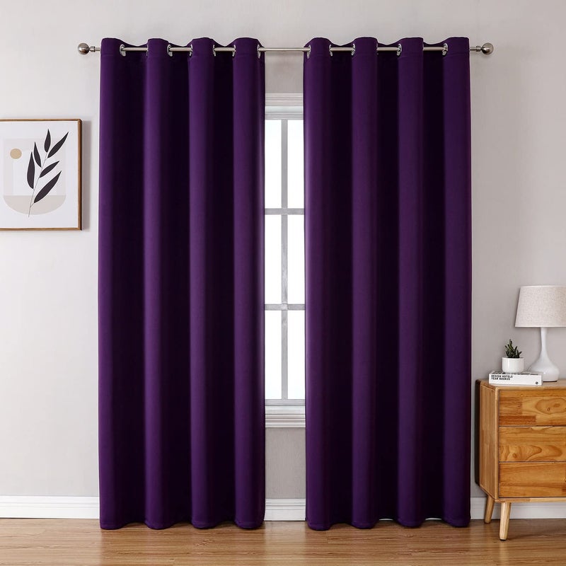 ChrisDowa Blackout Curtains 120 Inches Long 2 Panels Set for Living Room, Grommet Thermal Insulated Room Darkening Curtains for Bedroom (Royal Purple, 52 x 120 Inch) - Image 1