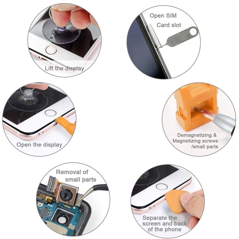 17 in 1 Professional Cell Phone Mobile Screwdriver Set Repair Opening Tool Kit for Various Smartphones and Tablets, Multicolour - Image 5