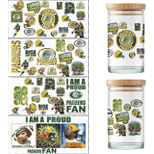 PureGlow Co 4 Sheet Cup Wraps American Football UV Dtf Cup Wraps for 16 Oz Glass Cups Tumblers, Waterproof Rub on Transfers Stickers for Wood Furniture Car DIY Crafts Decor Wrap Decals (15) - Image 1