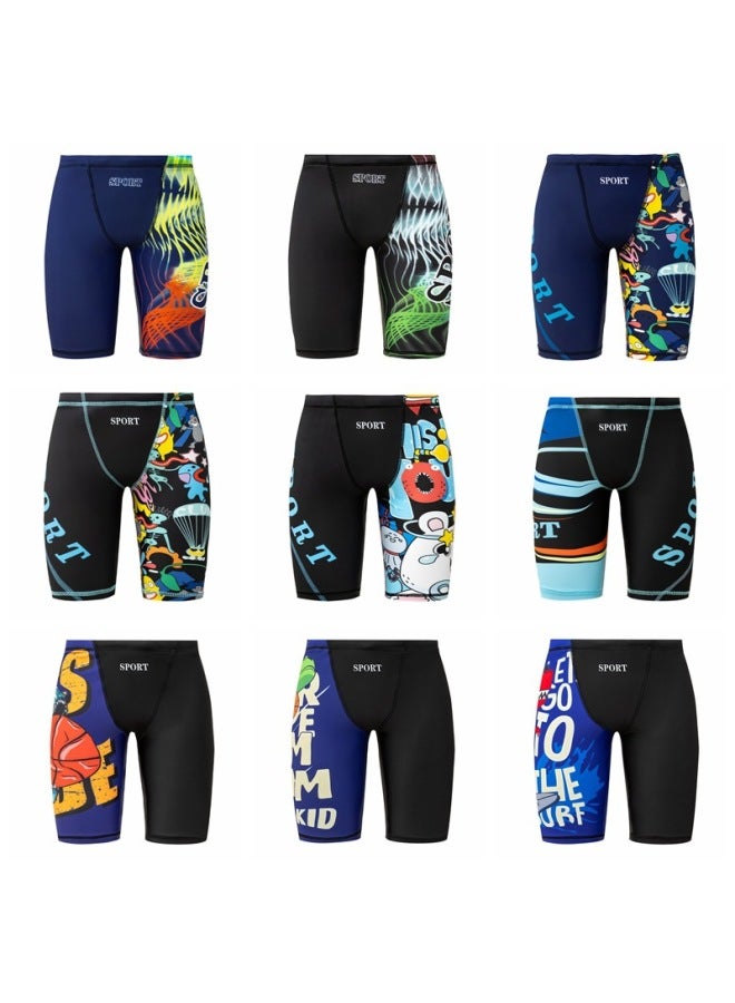 Blisters Swimming Trunks Boys Teenager's Swimsuit Men's Plus Size Shortsuit Suit Quick-drying Professional Swimming Trunks-Color:5107—26- - Image 1