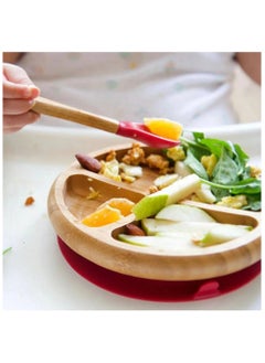 Avanchy Bamboo Suction Classic Plate + Spoon Pink  - Image 5